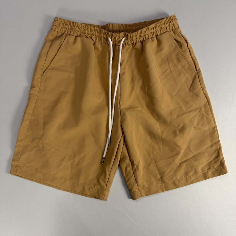 Manfinity Mens Khaki Shorts‎ Elastic Waist Drawstring Casual Summer Comfy